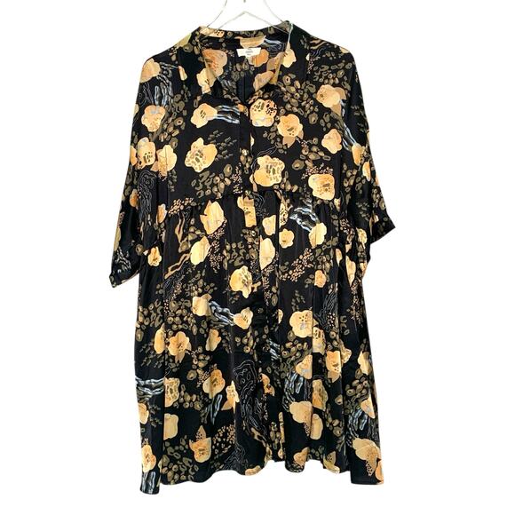 Entro 1X Never Looked Over Tunic Dress In Black Curves Abstract Floral - Picture 1 of 10
